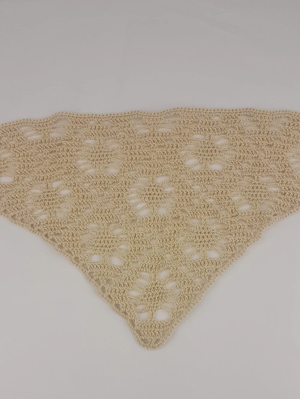 Handcrafted Crocheted Cream Patterned Filet Head Bandana Kerchief Tie Back